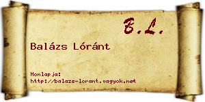 Balázs Lóránt névjegykártya
